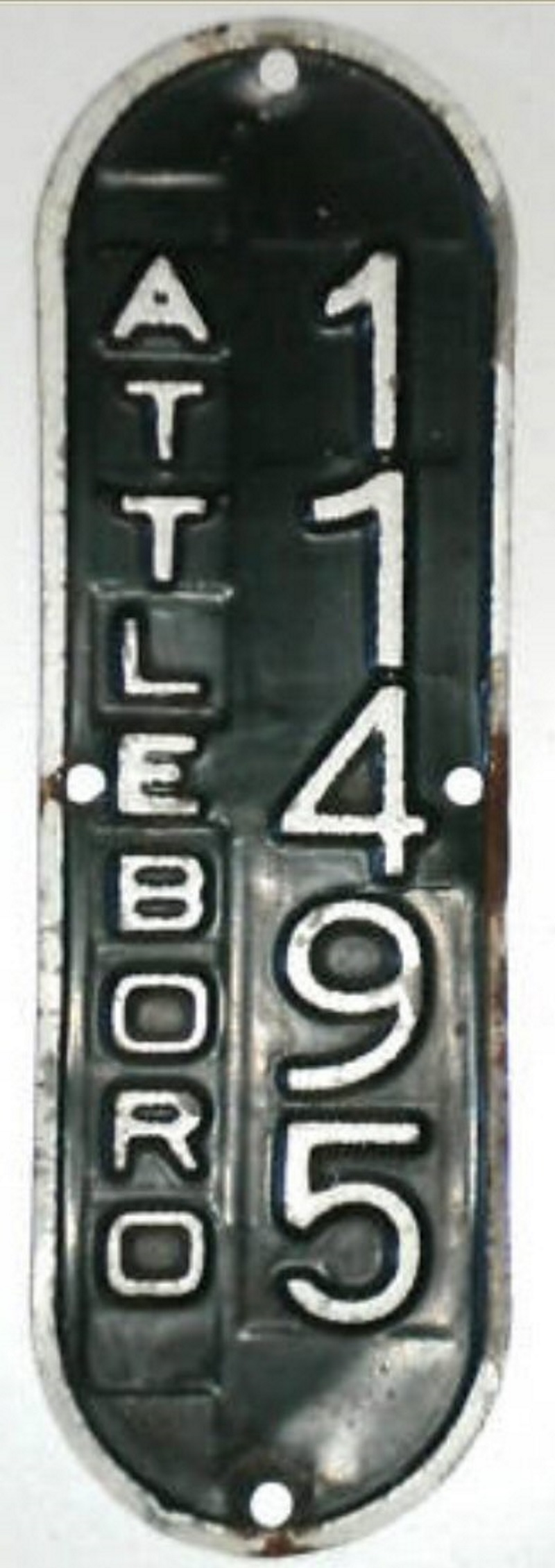 Bicycle Registration Plate Attleboro Historic Preservation Society